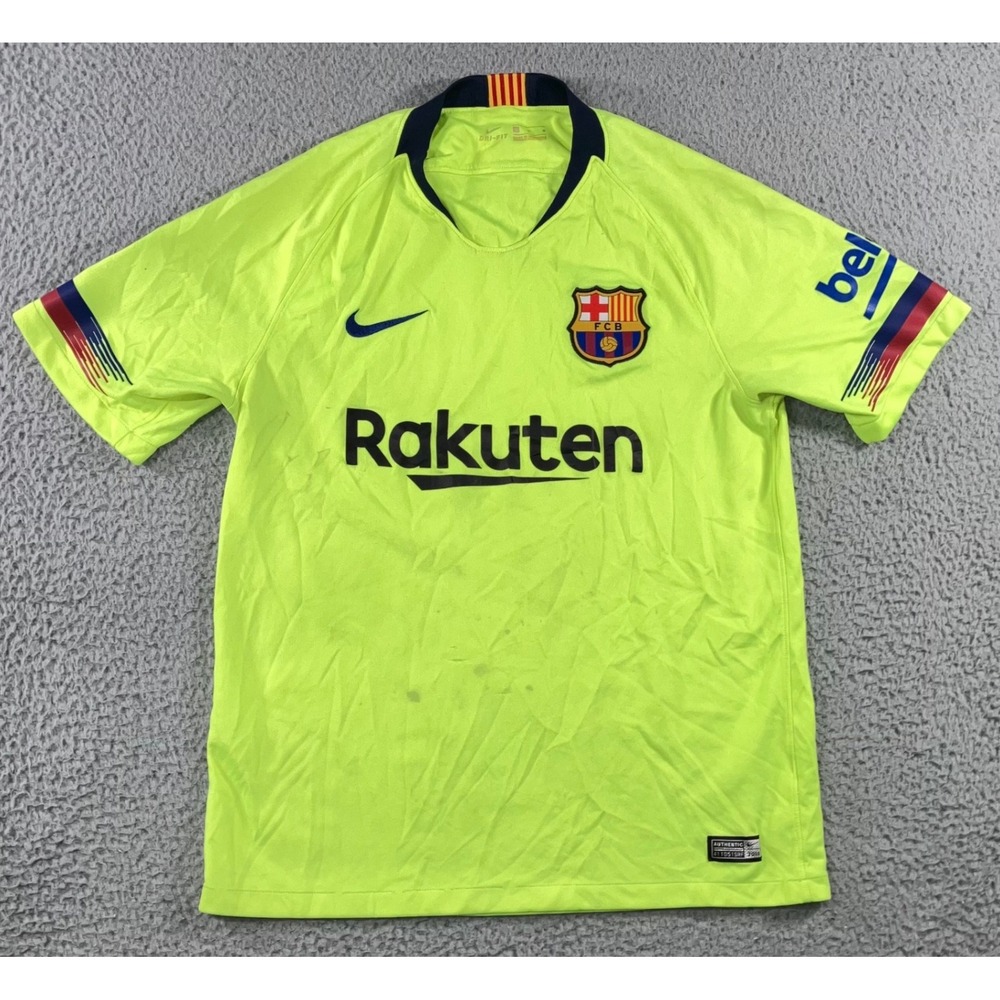 Nike FC Barcelona Jersey Men M Volt Neon Yellow 2018-19 Away Kit Rakuten Futbol